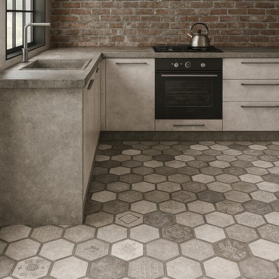 60×120 cm Hexagon Planet / Carving (~309 SEK/m²)